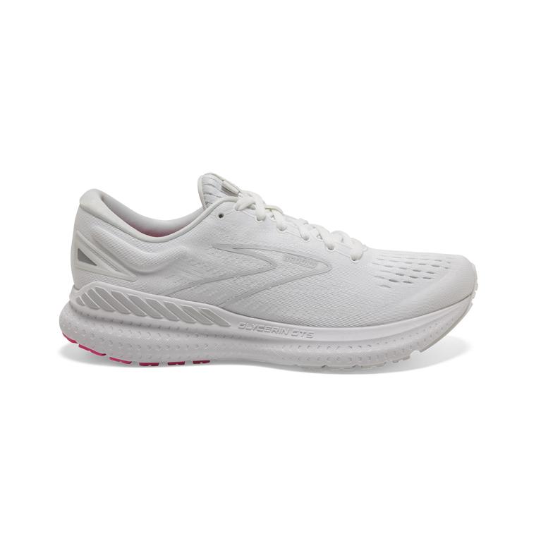 Brooks Glycerin GTS 19 Max-Cushion Women's Road Running Shoes - White-Pink/Luna Rock (52419-GWUD)